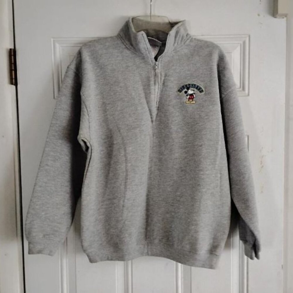 M ~ Mickey Mouse ~ light gray Quarter Zip pullover sweatshirt